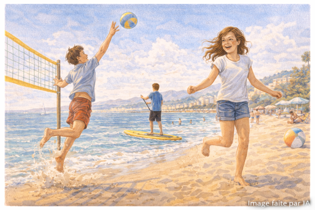 Sorties familiales sur une plage à cannes