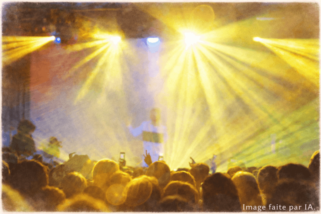 Concert lumineux à l'intérieur du palais des festivals et des congrés de cannes