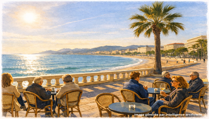 Cannes hors saison : un climat doux qui permet de s'installer sur une terrasse.