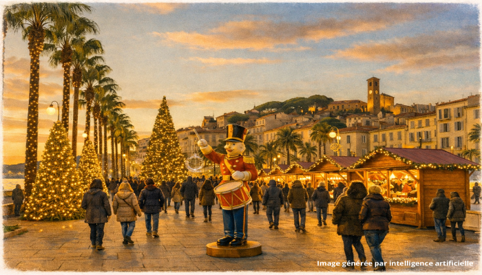 Le marché de noel à Cannes en hiver