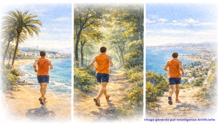 Running à Cannes entre plage, sentiers ombragés et routes panoramiques, diversité de parcours en quelques kilomètres
