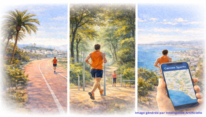 Infrastructures sportives à Cannes pour les runners, parcours côtiers, fitness extérieur et guidage GPS sur smartphone