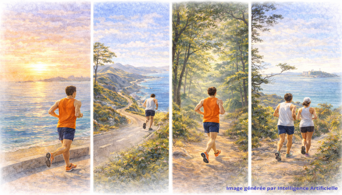 Parcours running variés à Cannes, bord de mer, sentiers forestiers, routes en hauteur et île naturelle accessible en bateau