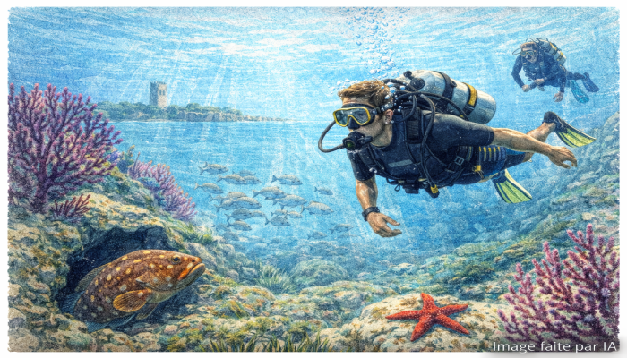 Plongée sous-marine autour des îles de Lérins, activités nautiques à Cannes et fonds marins colorés