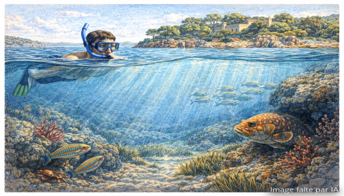 Snorkeling près de Sainte-Marguerite, poissons colorés et activités nautiques à Cannes en eaux cristallines