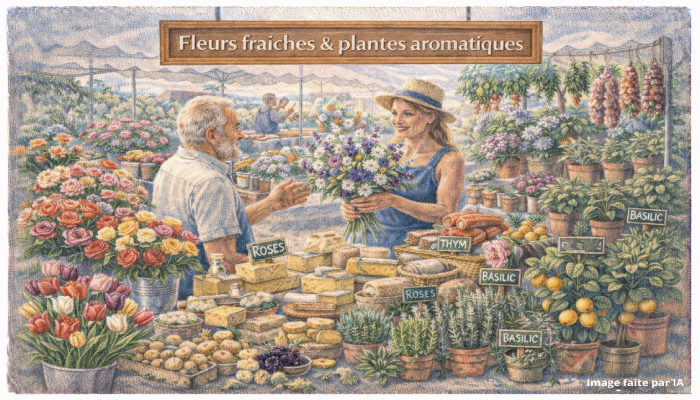 Étals de fromages, charcuteries et spécialités provençales sur les marchés cannois, ambiance gourmande et authentique.