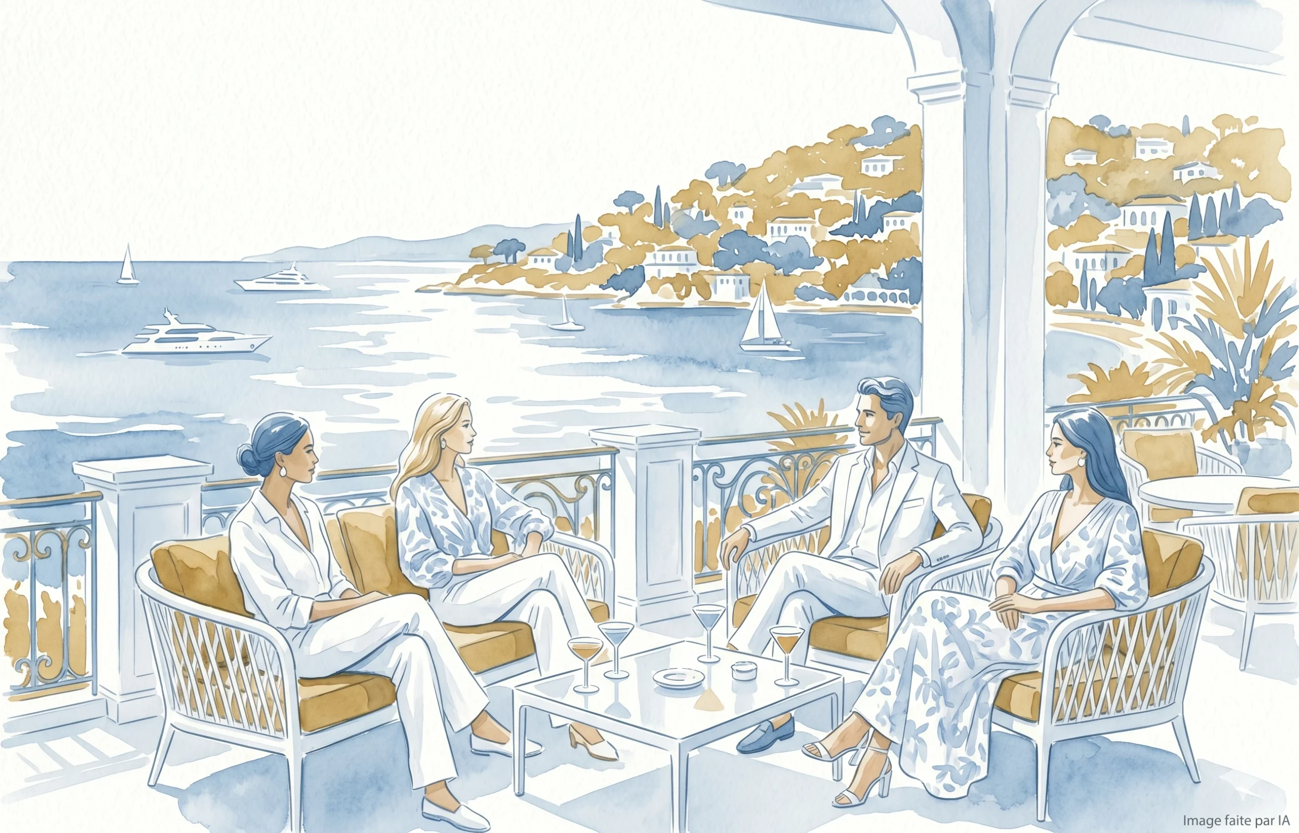 Terrasse de villa avec vue sur la mer et la colline de la Californie, 3 jours à Cannes version luxe