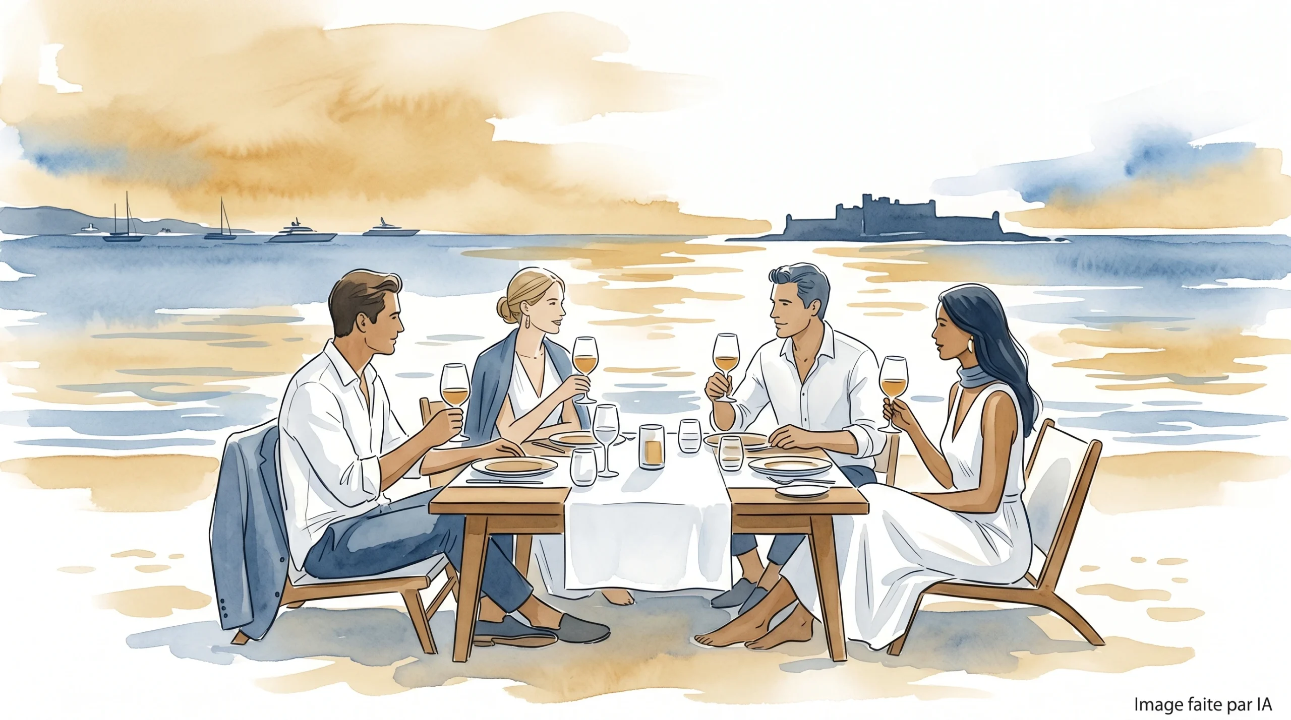 Dîner les pieds dans le sable face au Fort de l'île Sainte-Marguerite
