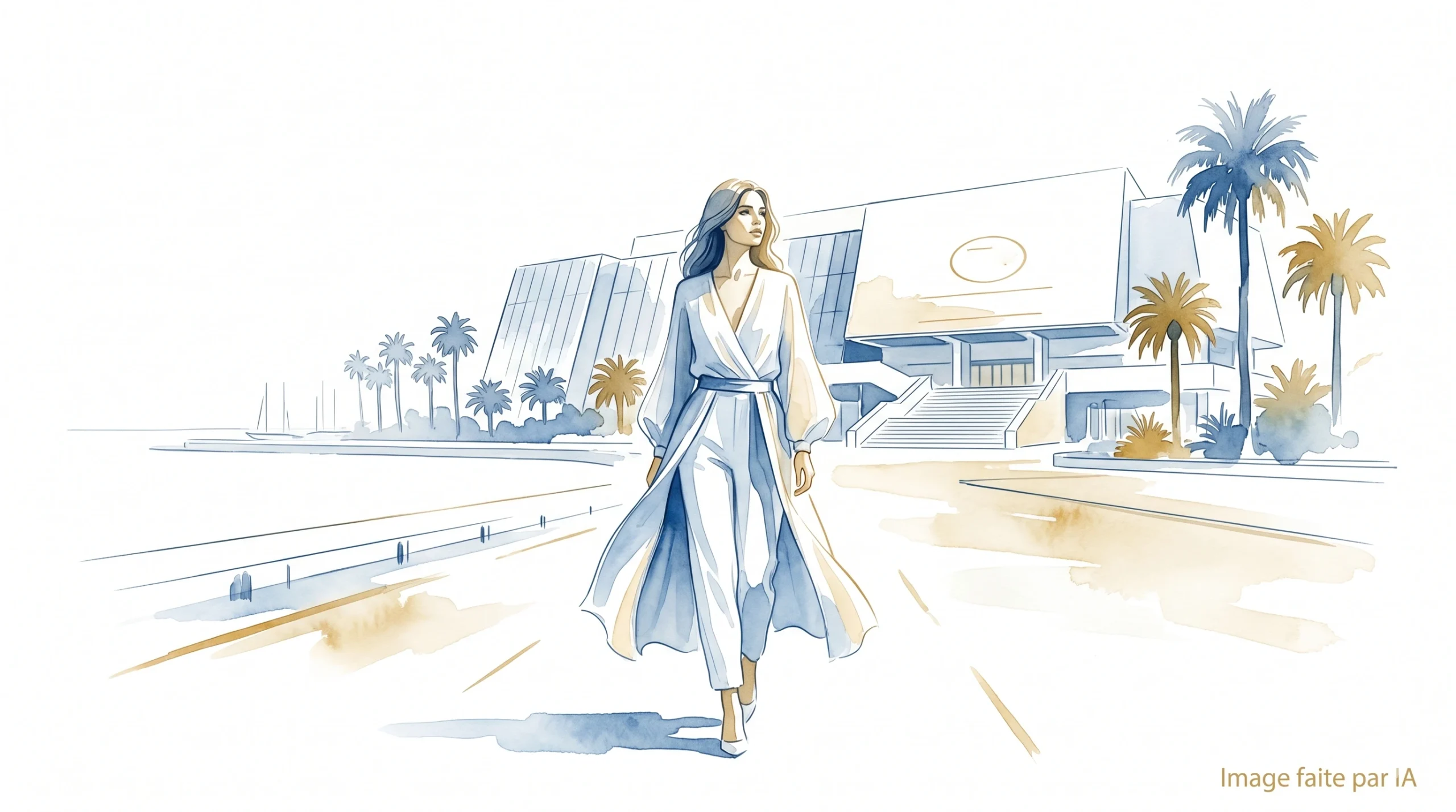 **Balise ALT :** `Femme élégante se promenant sur la Croisette devant le Palais des Festivals, Cannes en 3 jours`