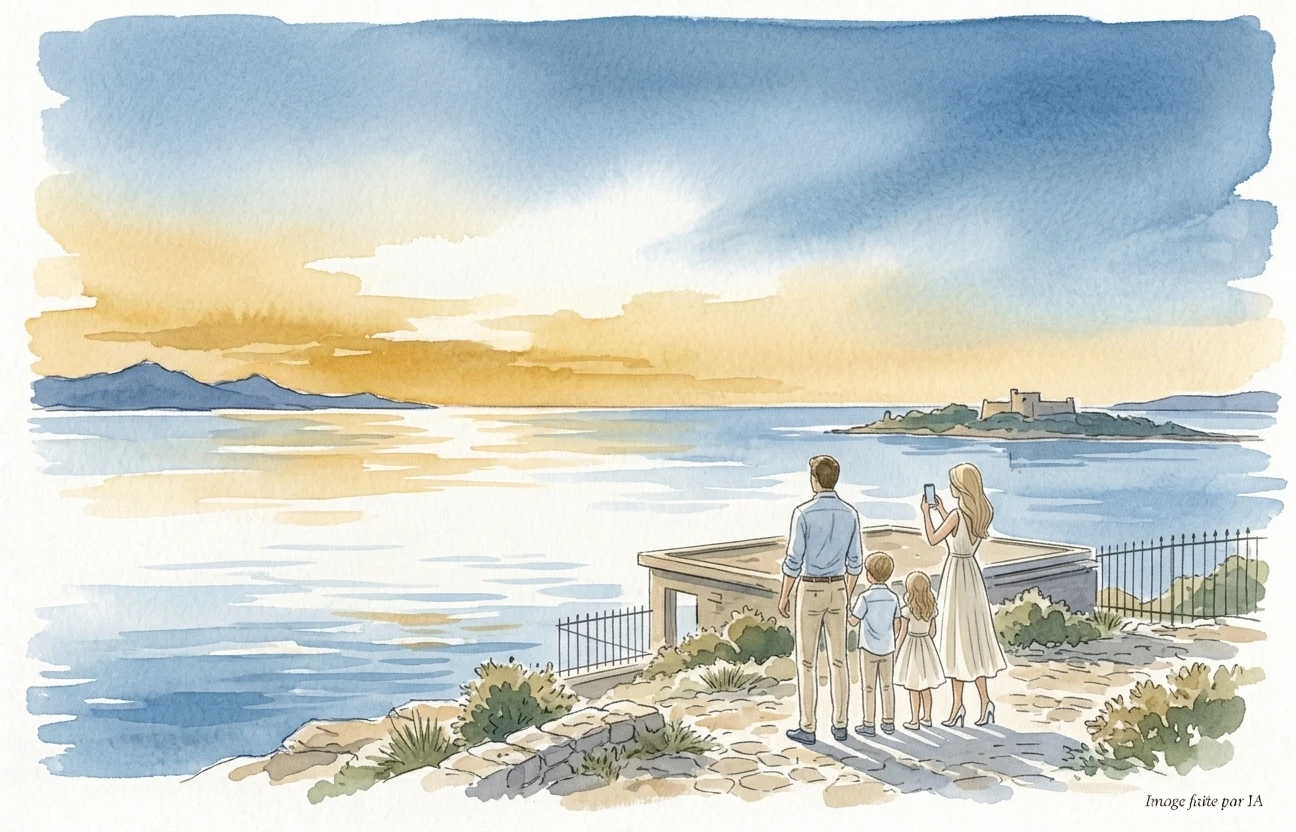 Coucher de soleil sur l'Estérel depuis la Pointe Croisette, un des plus beaux Cannes Instagram spots