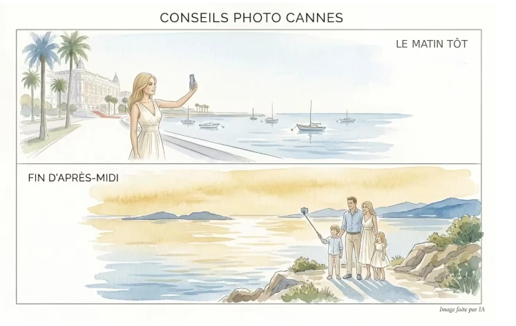 Guide visuel des heures idéales de prise de vue pour photographier les spots Instagram de Cannes